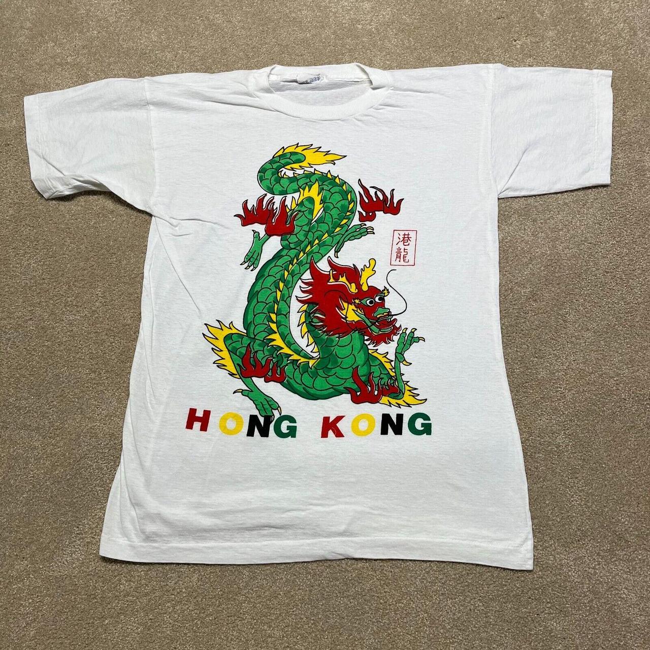 Hong Kong T Shirt Men Small Adult White Dragon... Depop