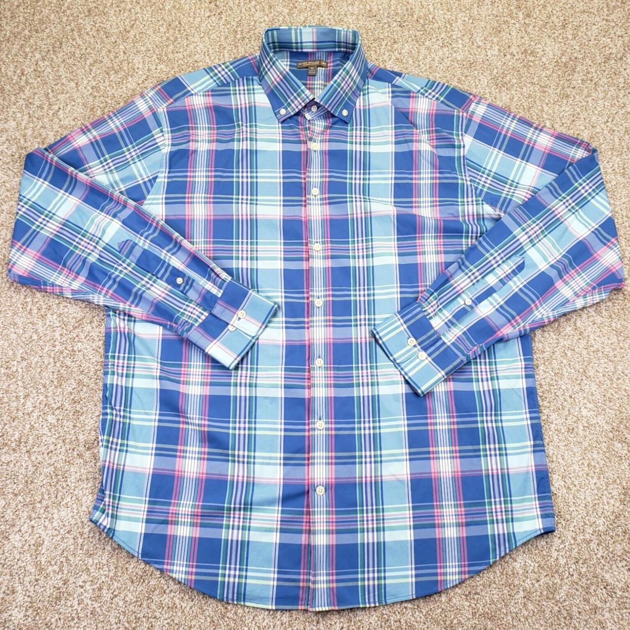 Peter Millar Men’s Plaid Long Sleeve shops Button Front Shirt Blue Green Size XXL