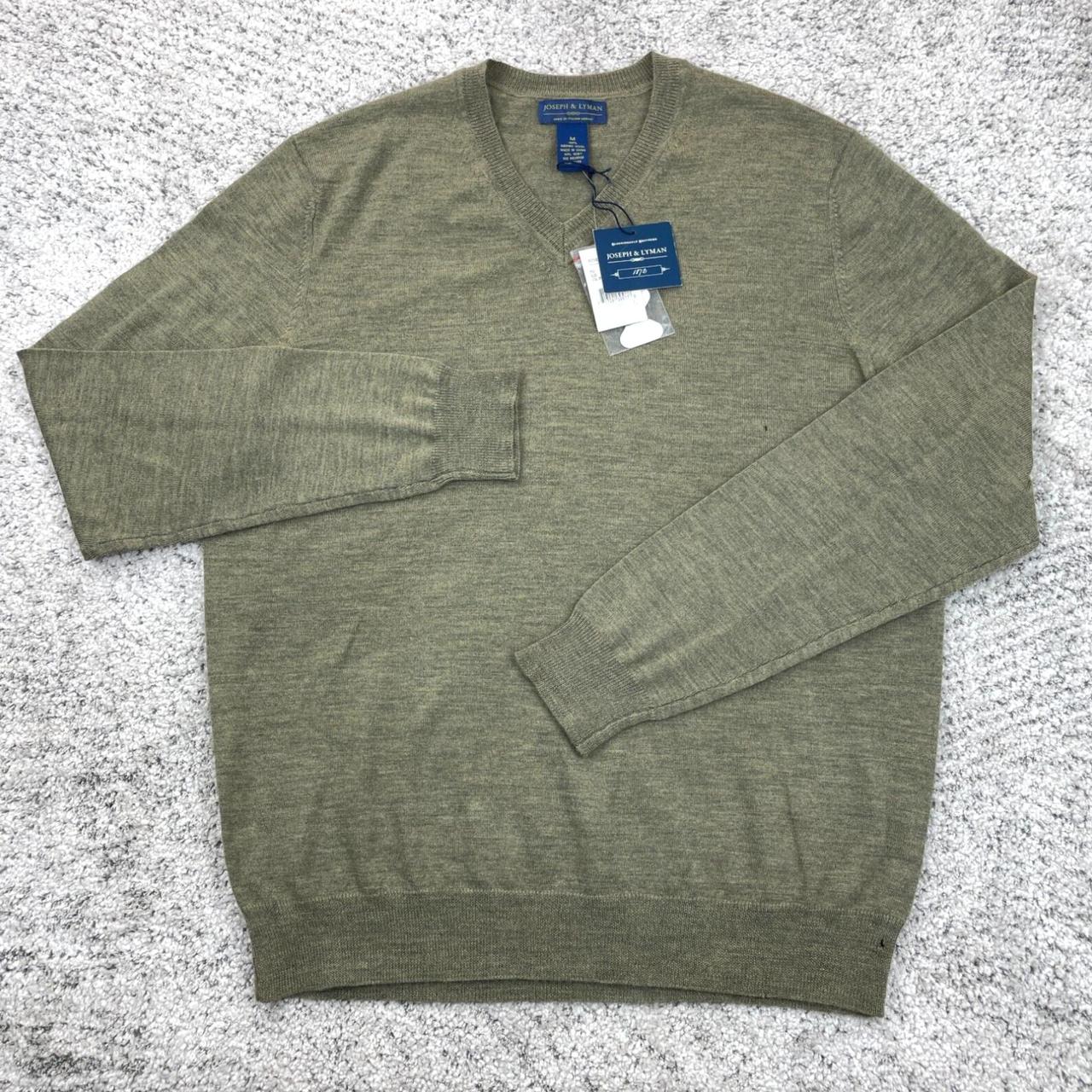 Authentic Merino Wool Mens Pullover Sweater Olive V. Depop