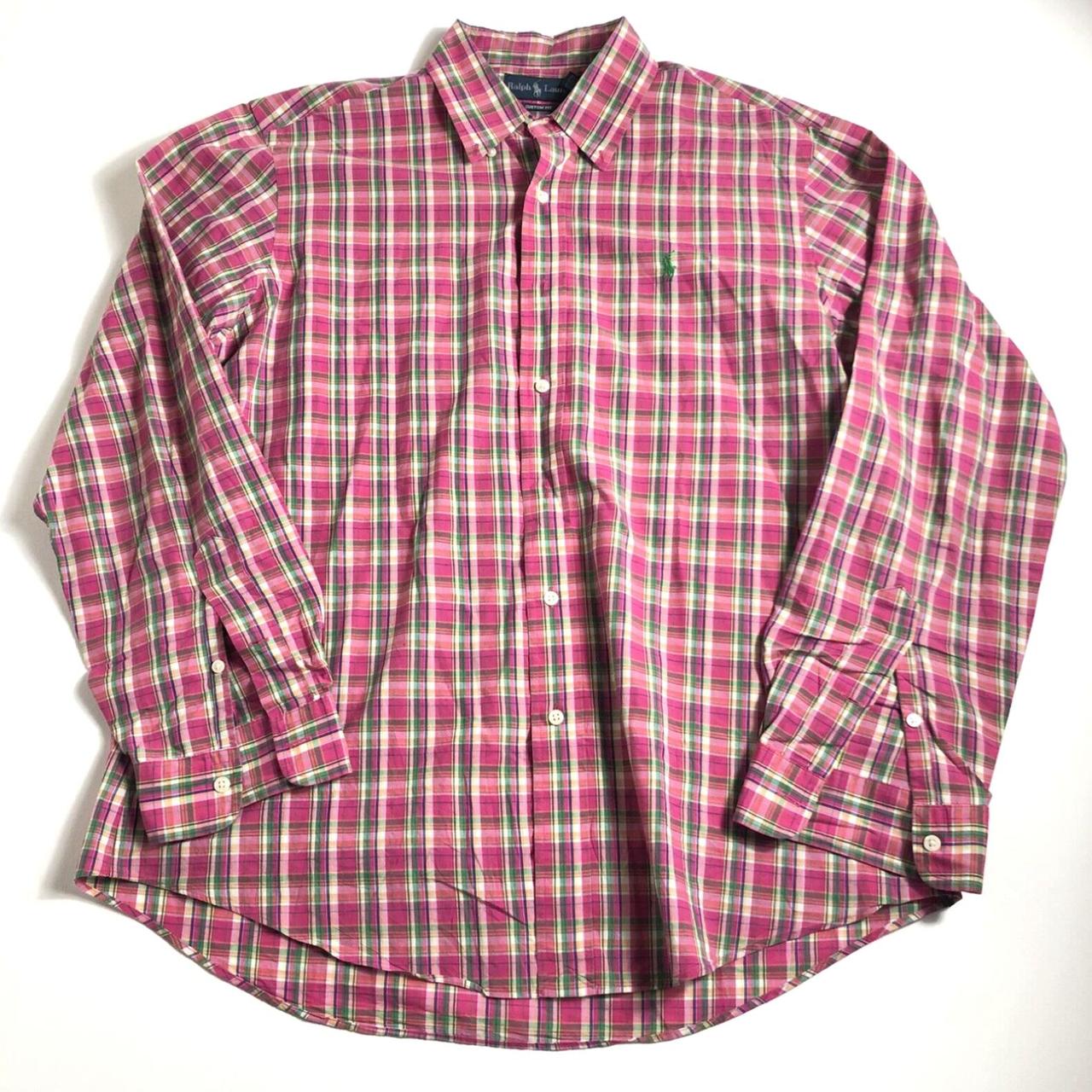 RALPH shops LAUREN PLAID PINK DRESS SHIRT SZ L