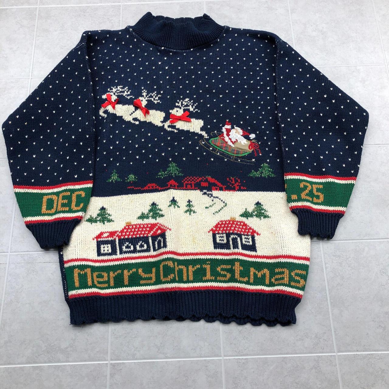 Vintage Sweater Loft Blue Santa Christmas New York... - Depop