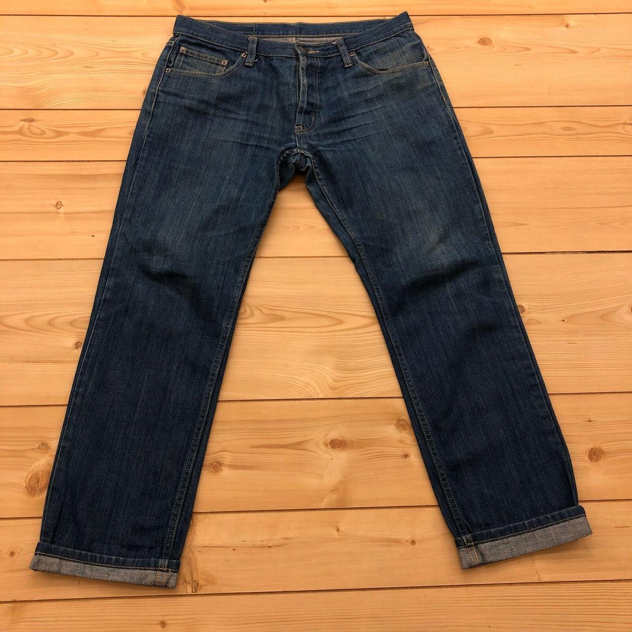 Vintage Cheap Monday Blue Denim Flat Front Tapered... Depop