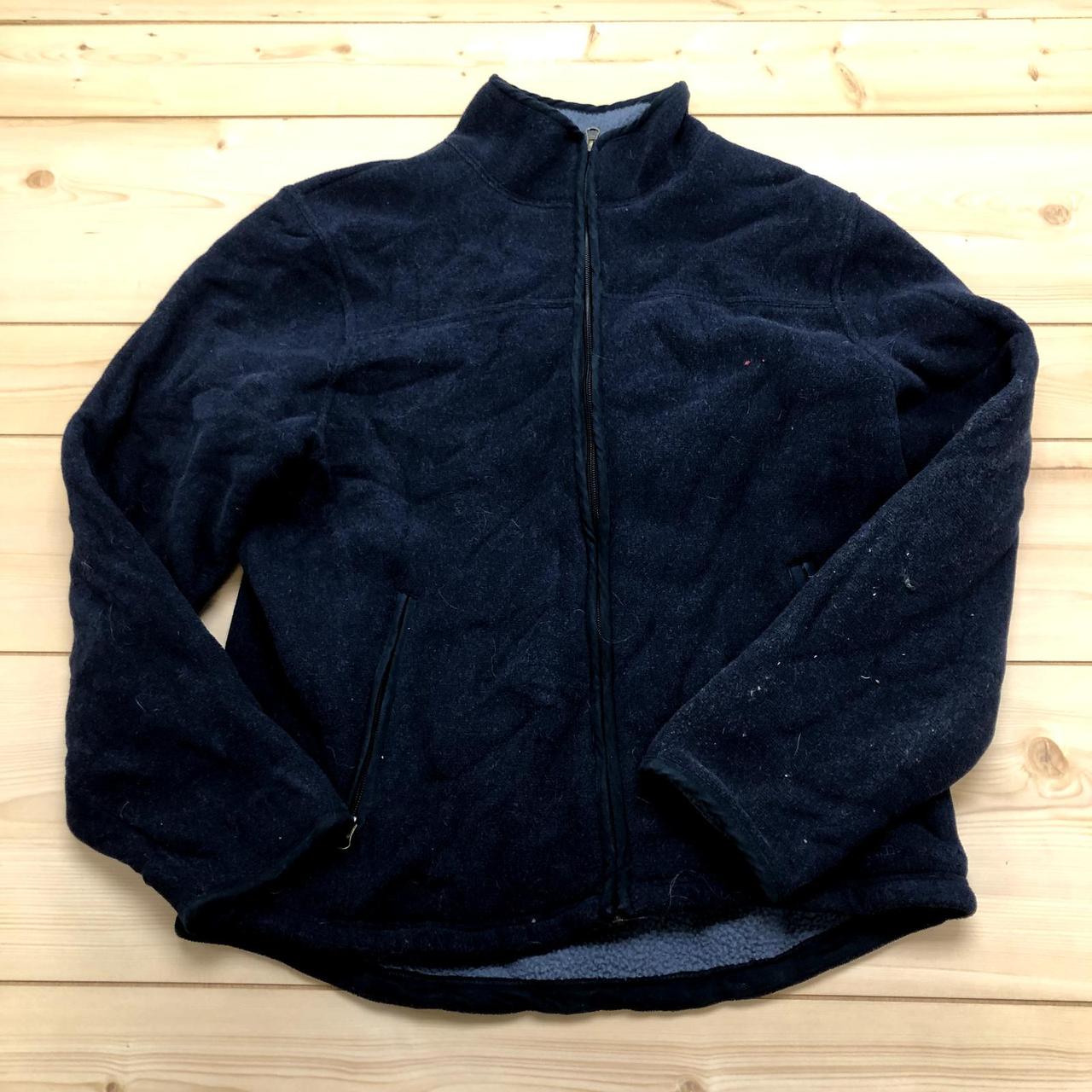 Vintage L.L. Bean Blue Full Zip Long Sleeve Fleece... - Depop