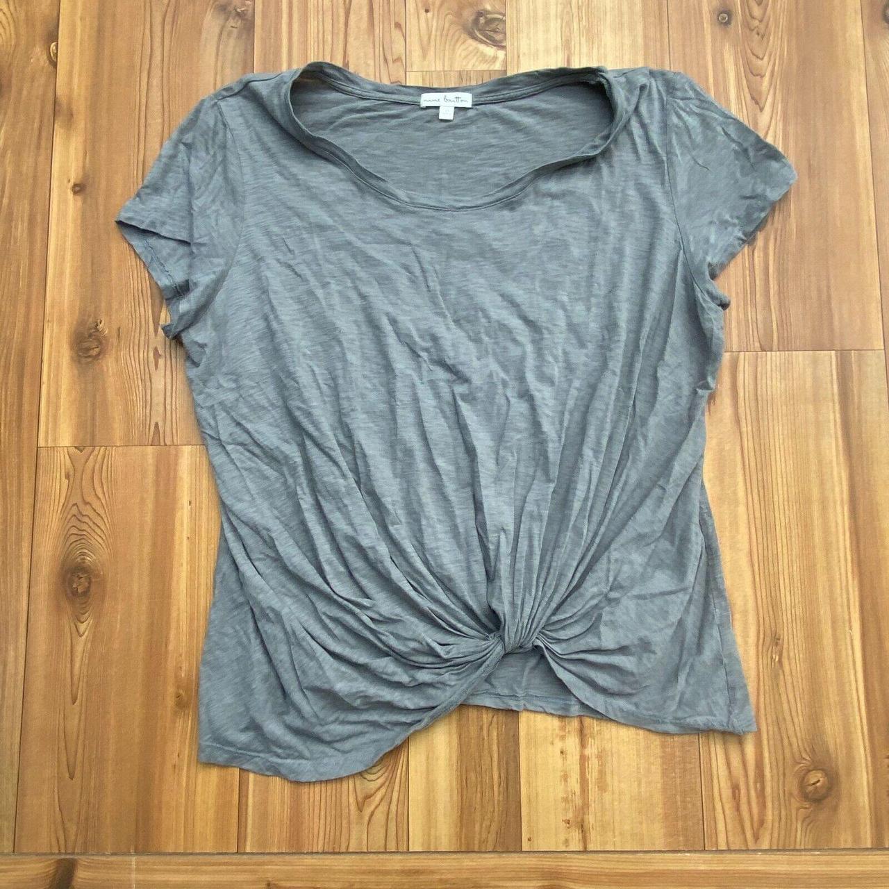 Nine Britton Gray Round Neck Tie-Front Made In USA... - Depop