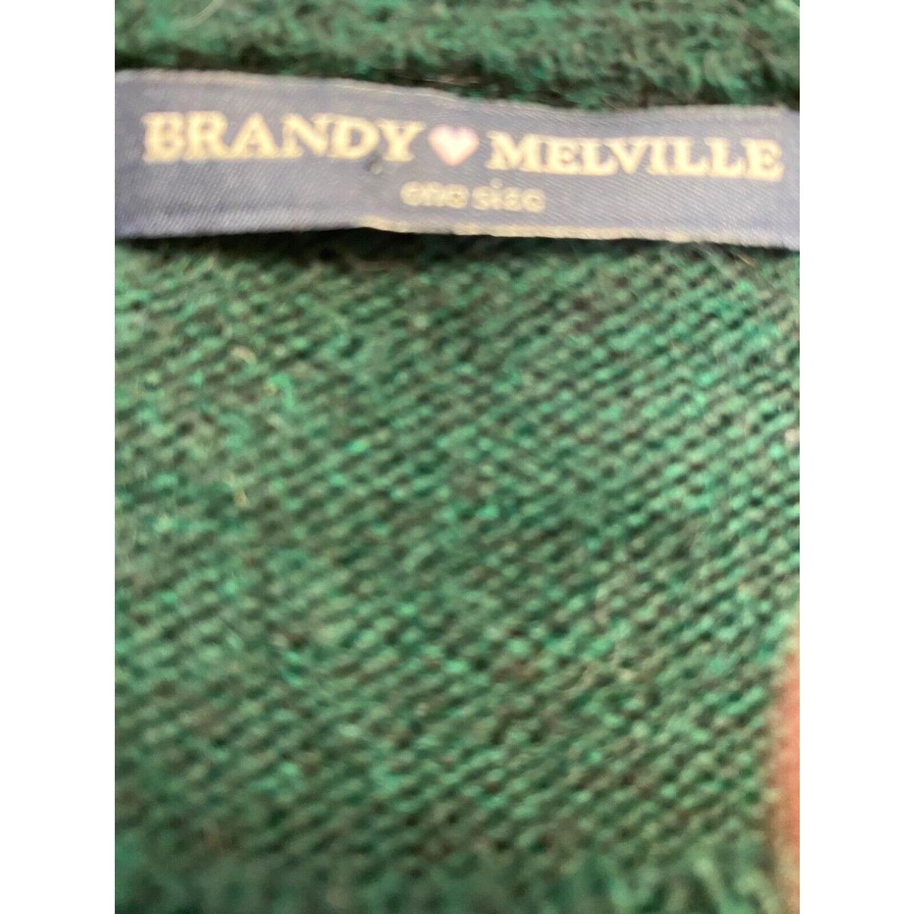 Brandy Melville Green with White Stripes on Sleeves Knit Sweater Women One  Size