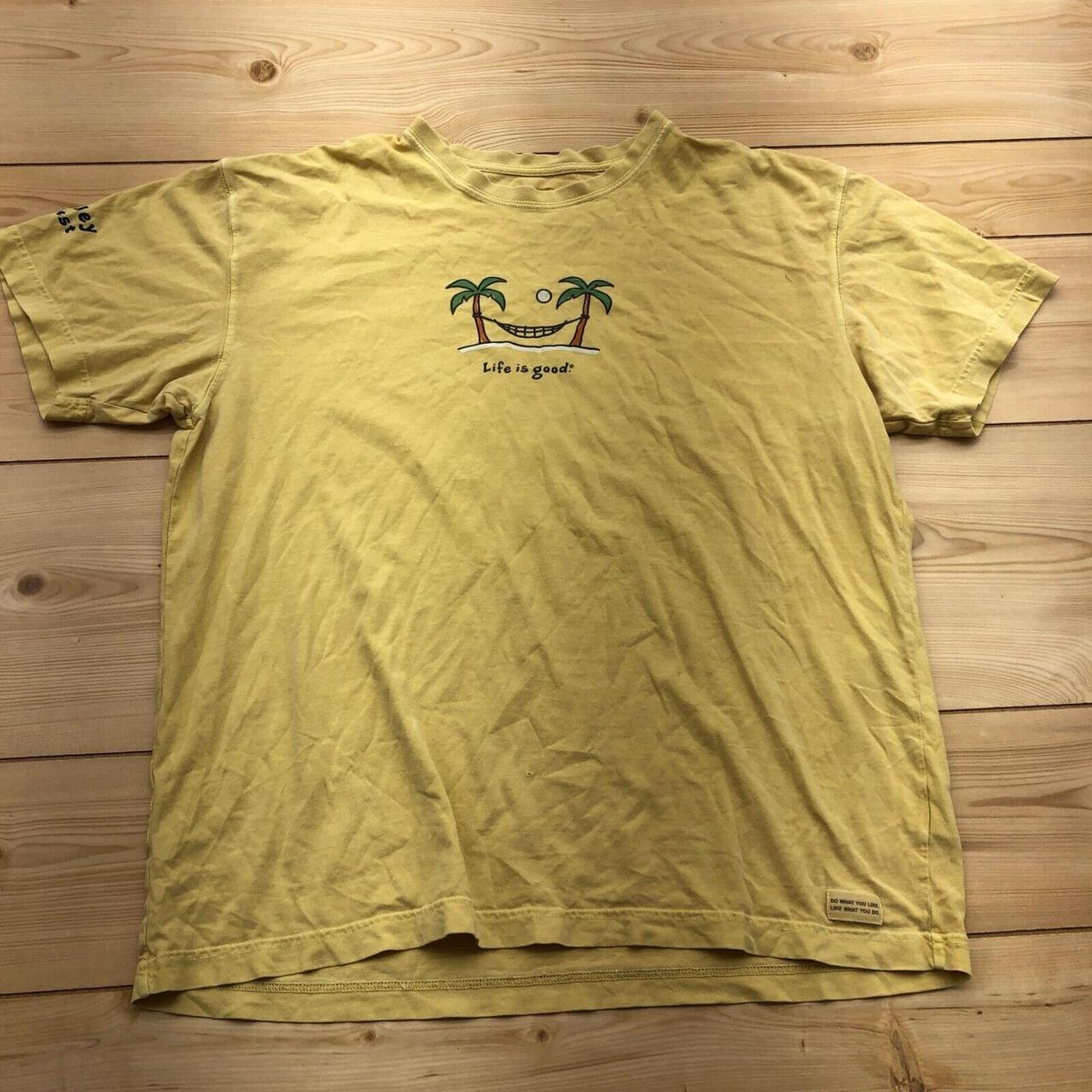 Life Is Good Yellow Crew Neck Cotton Graphic Short - Depop