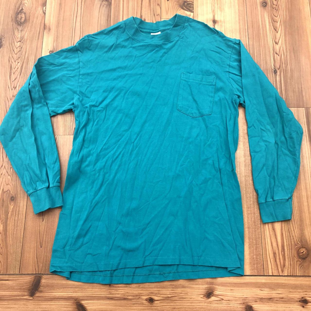 Vintage Towncraft Aqua Classic Long Sleeve Pullover... - Depop