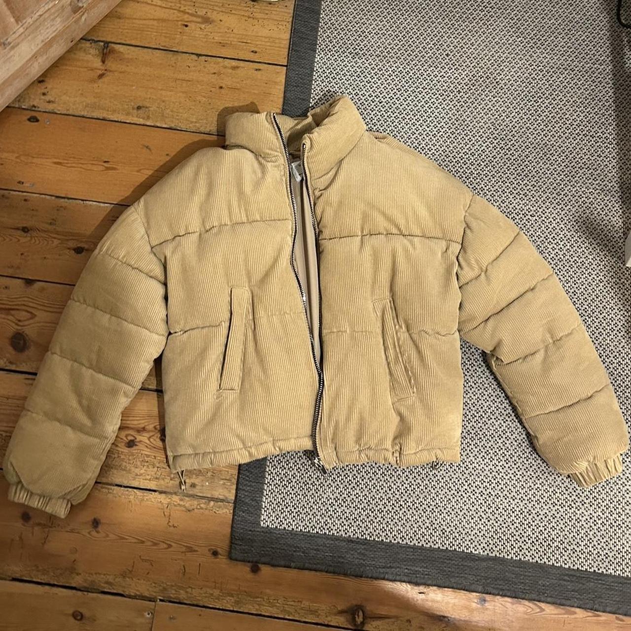 Ladies Jacket Corduroy Puffer Jacket Bershka Bershka Tan/cream