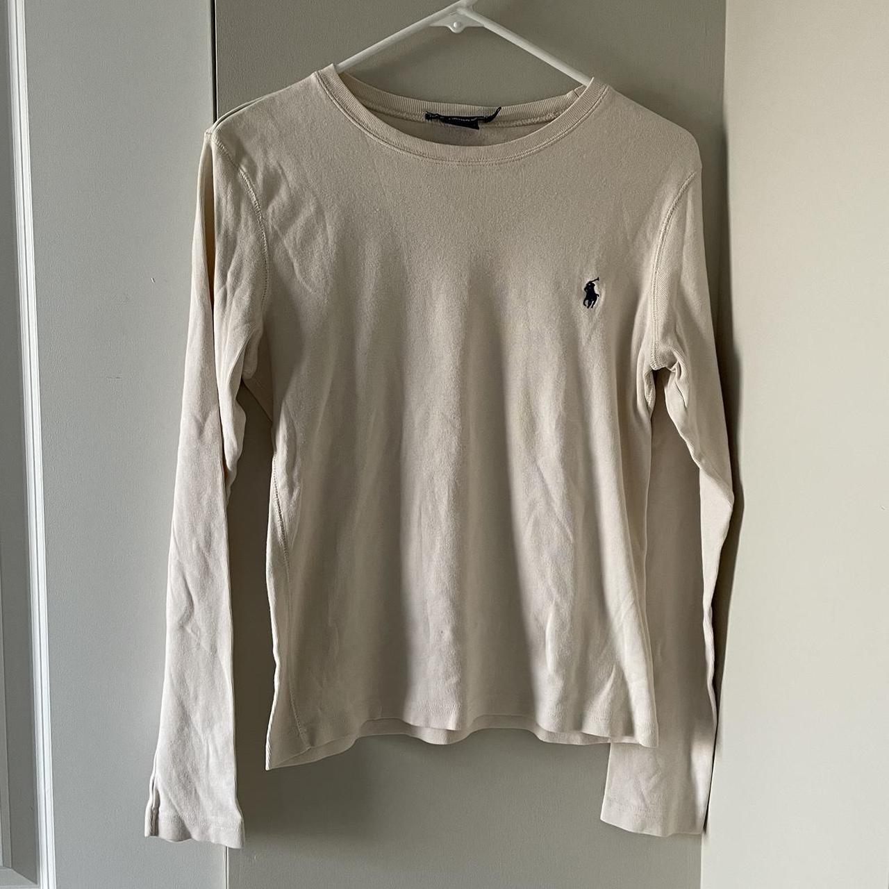 Ralph Lauren Women's Cream T-shirt | Depop