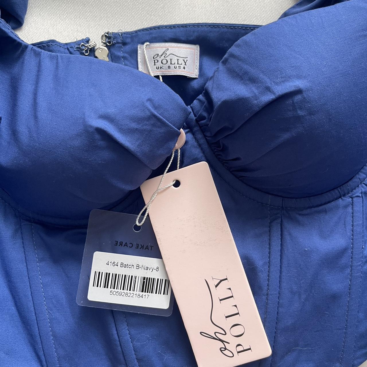 OH POLLY BLUE CORSET TOP WITH TIE SLEEVES SIZE 8 RRP... Depop