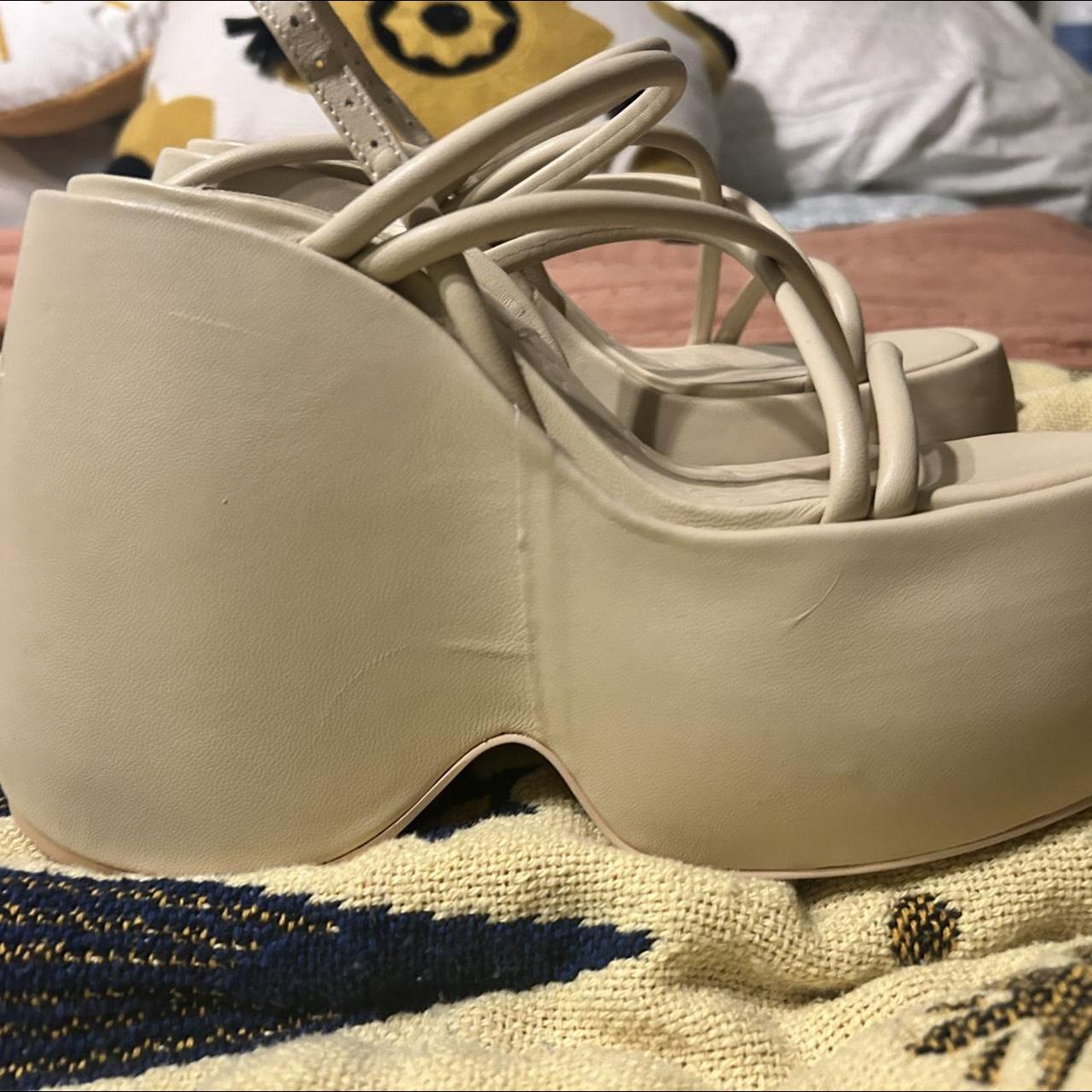 Naked Wolfe Women S Cream And Tan Sandals Depop