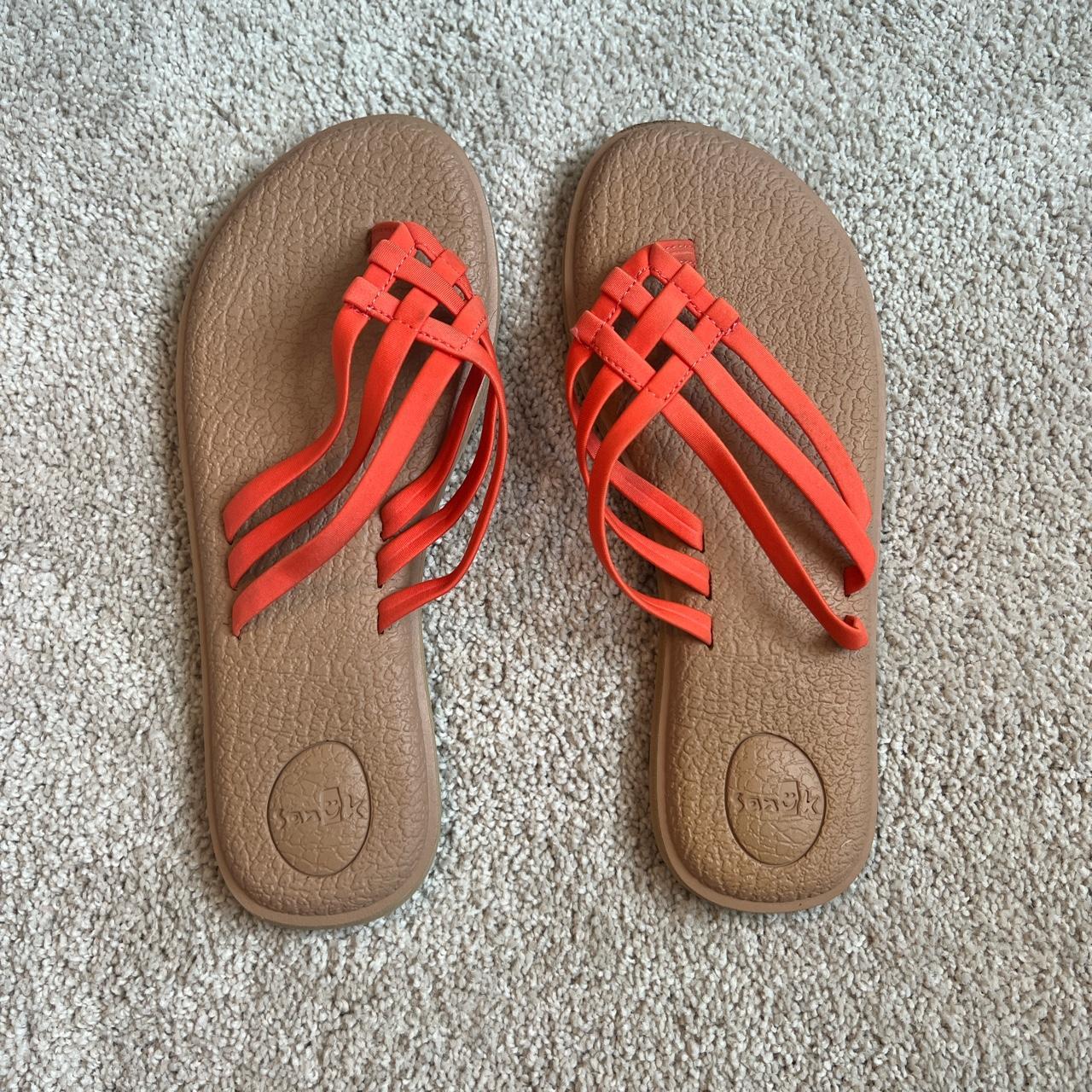 Sanuk Sandals- Woven Orange US Women's Size - Depop