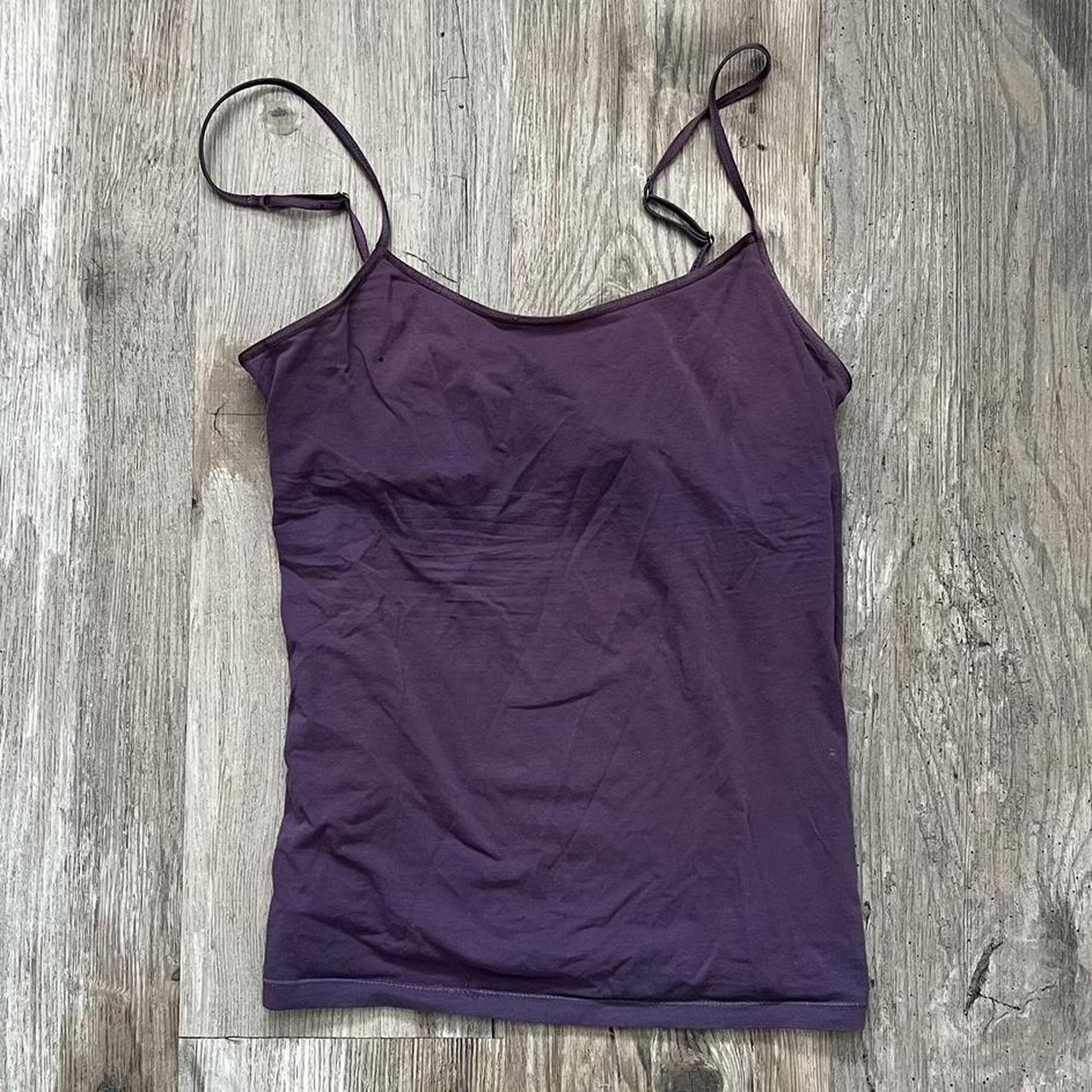 Women's Purple Camisole Tank Top Shirt with built in Bra Shelf