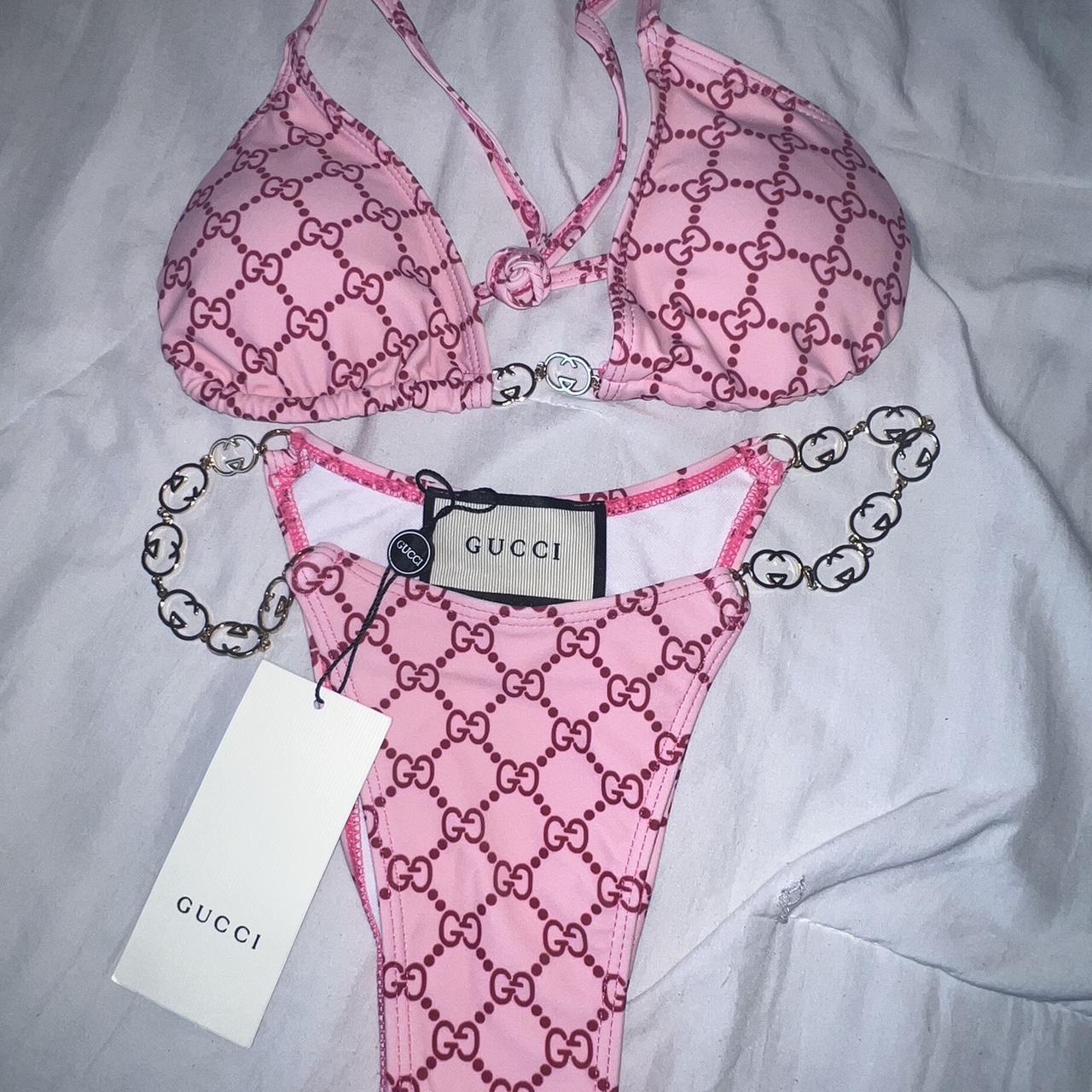 Gucci Women's Pink Swimsuit-one-piece | Depop