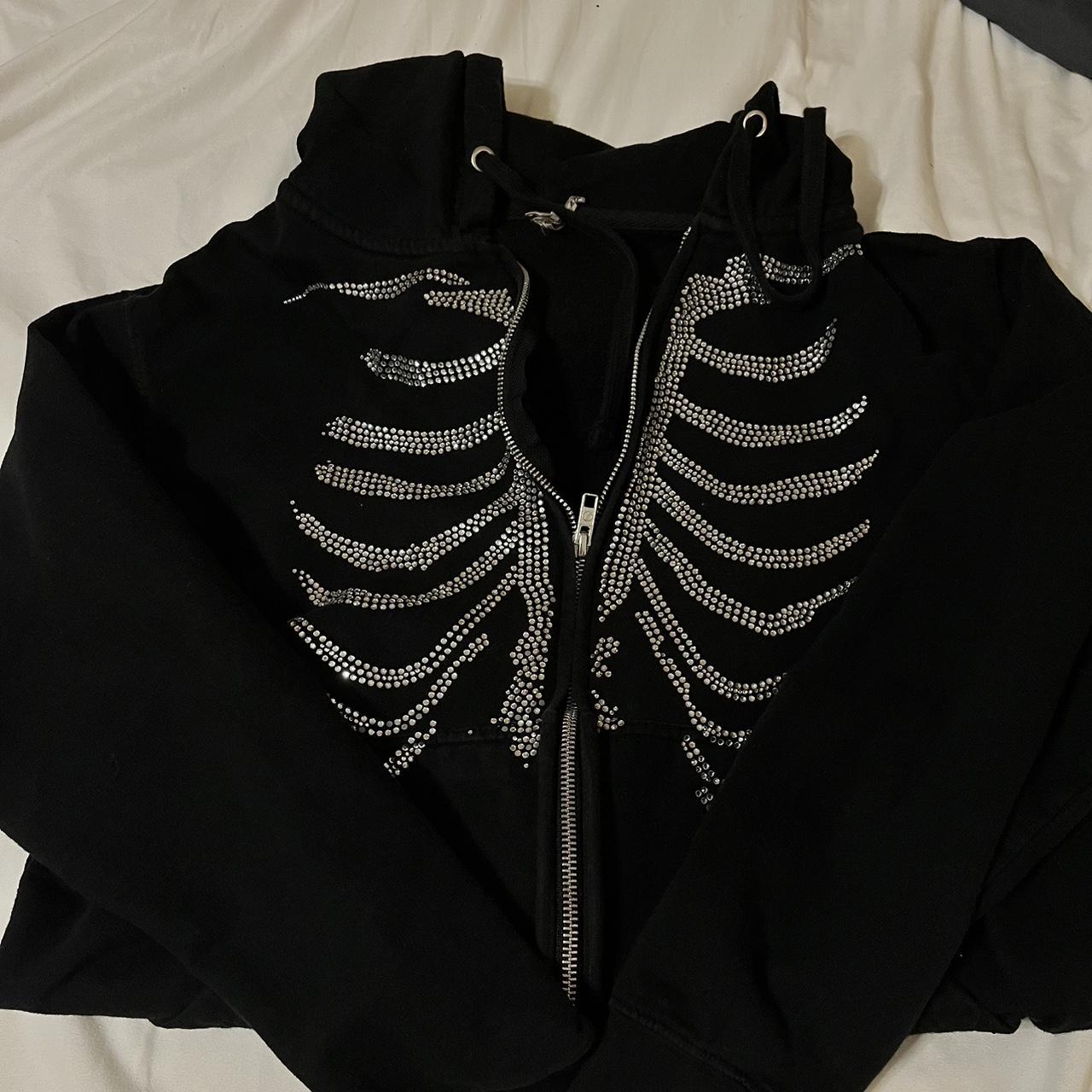 Skull Hoodie Prolific Rhinestone Hoodie Shop Black Skeleton Zip Up