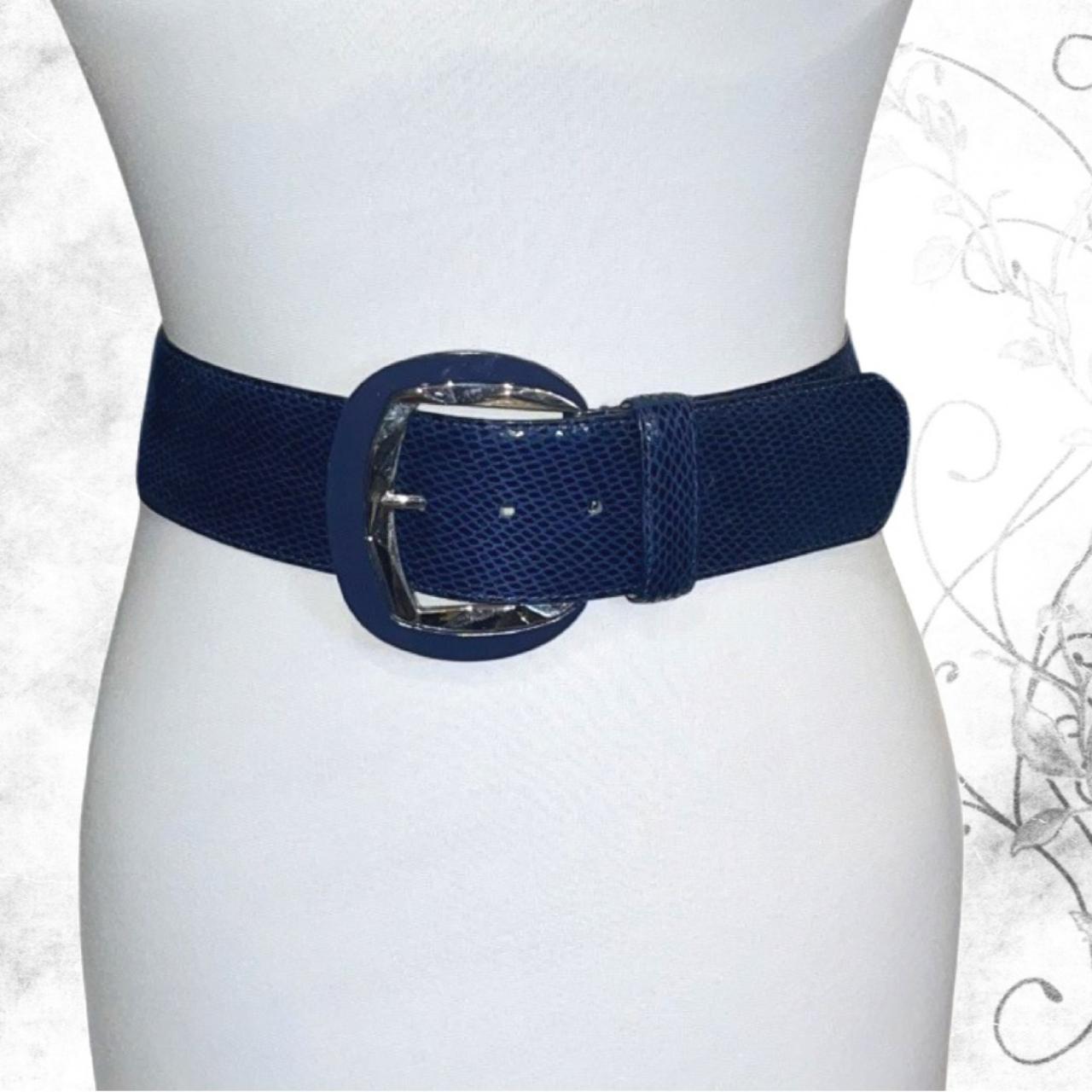 WHBM Blue Belt Women XSmall Genuine Leather Silver... Depop