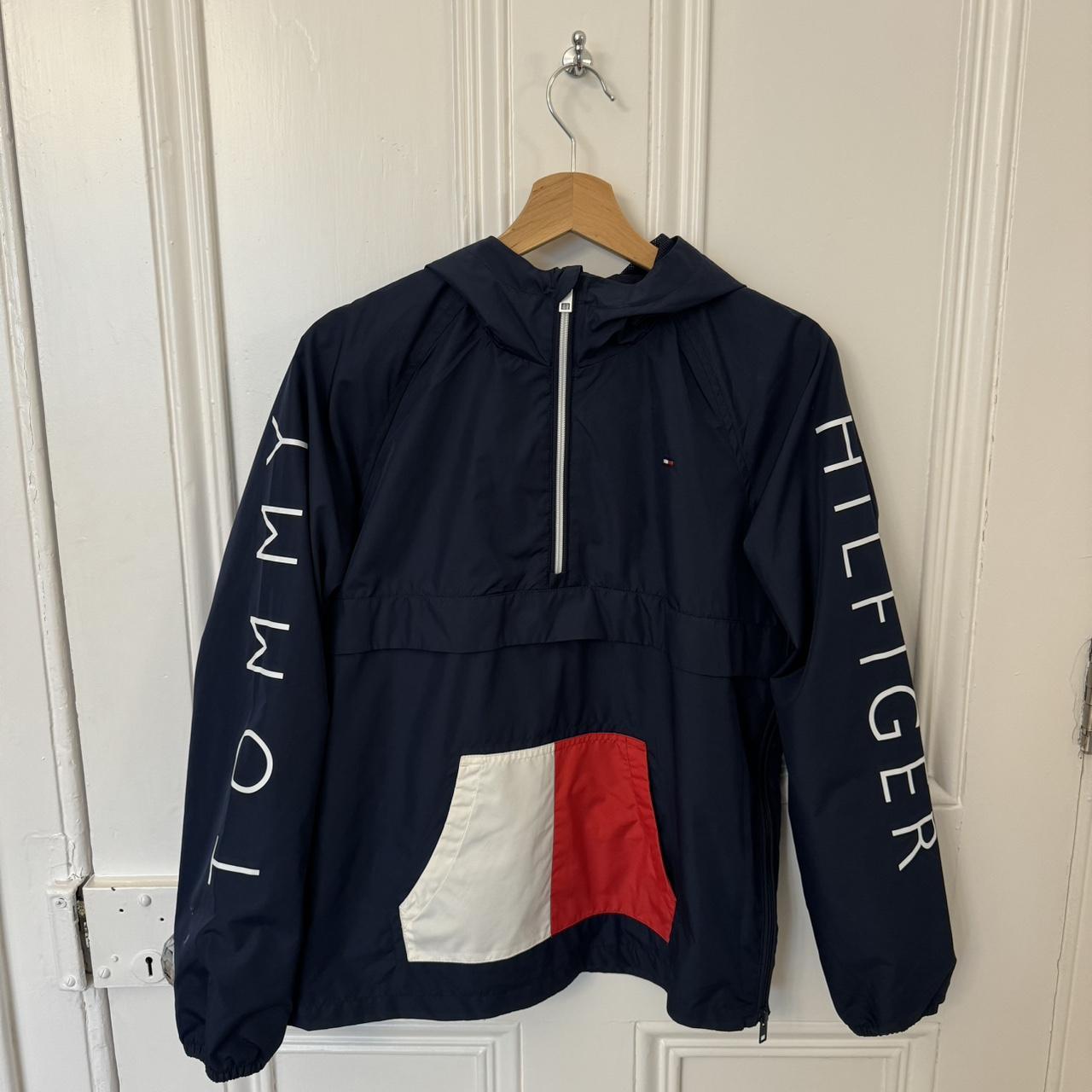 Tommy Hilfiger wind breaker in navy. Size XS This... - Depop