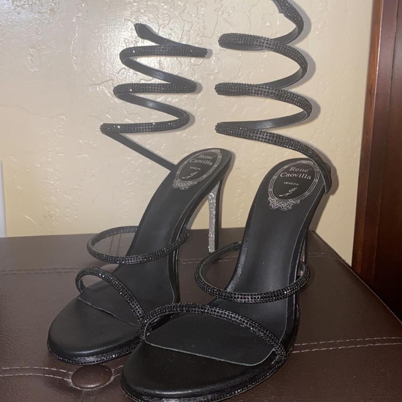 Rene Caovilla Heel Sandals size 38 euro black - Depop