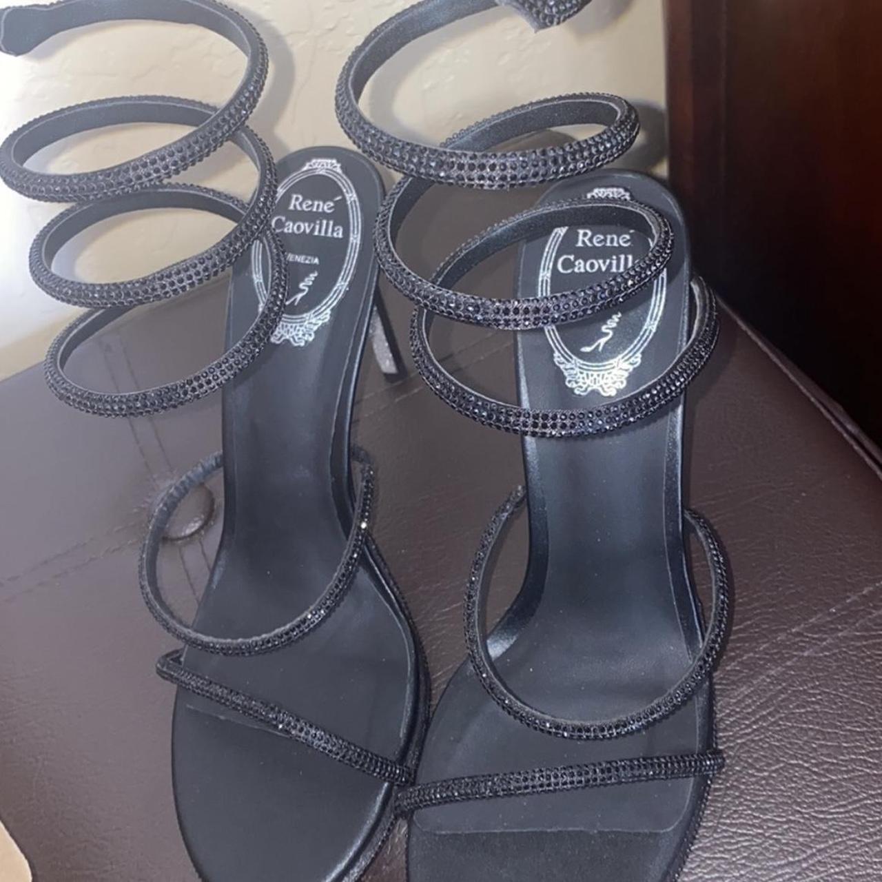 Rene Caovilla Heel Sandals size 38 euro black - Depop