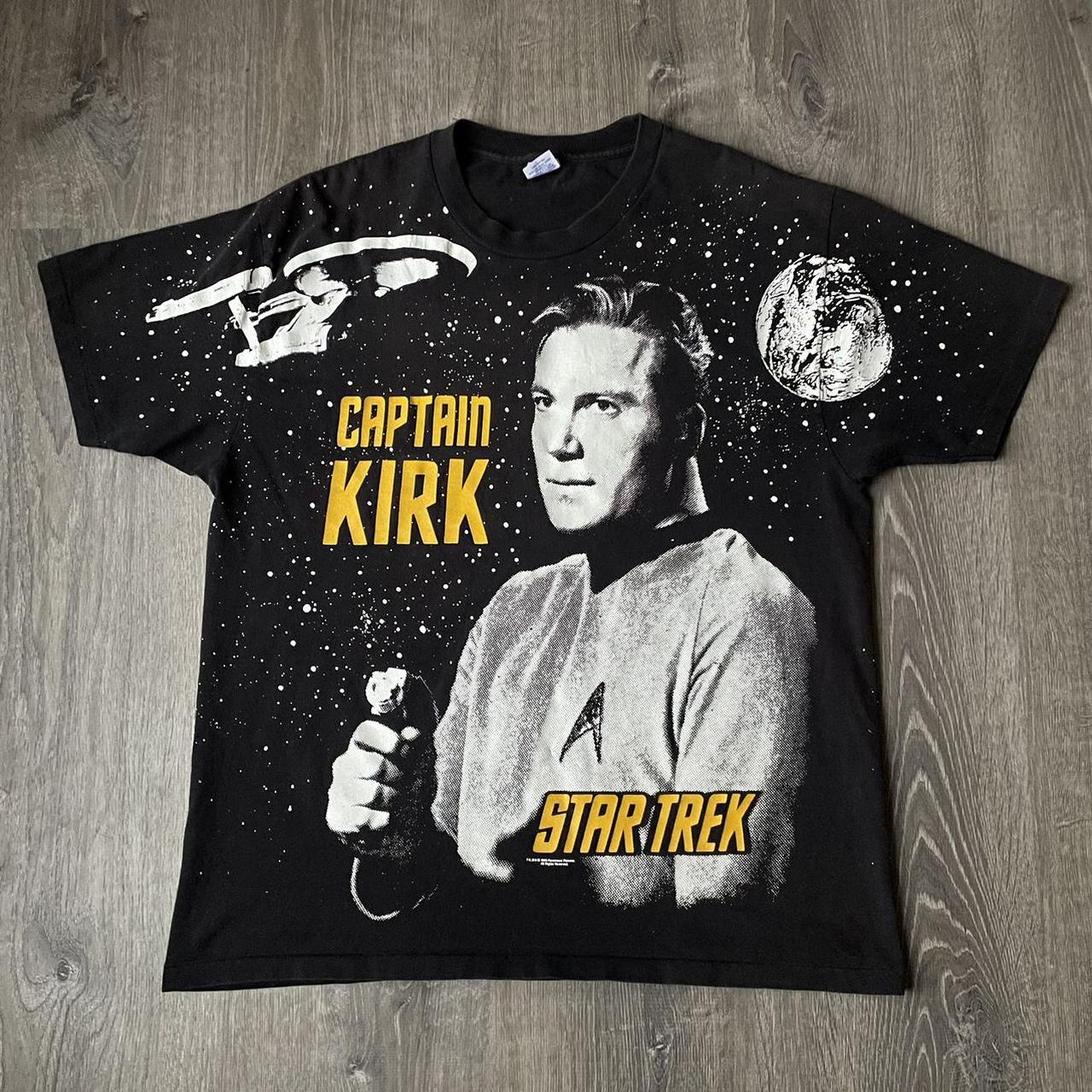 Vintage 1993 Star Trek Captain Kirk All over print... - Depop