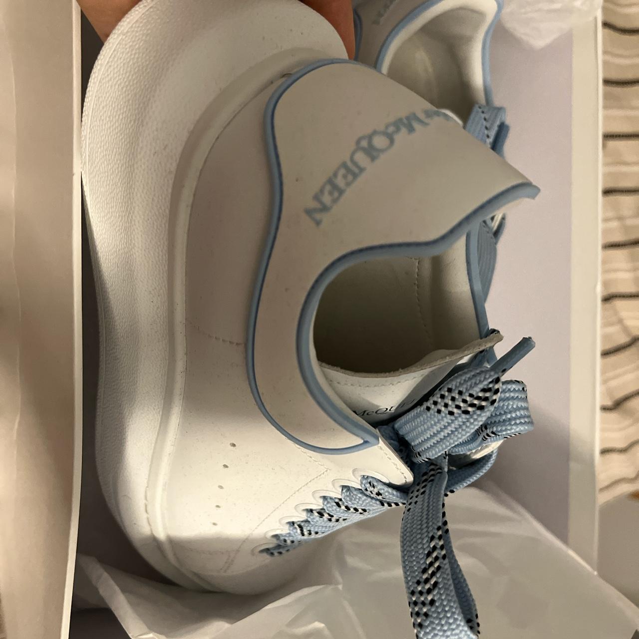 Alexander McQueen Women's White and Blue Trainers | Depop