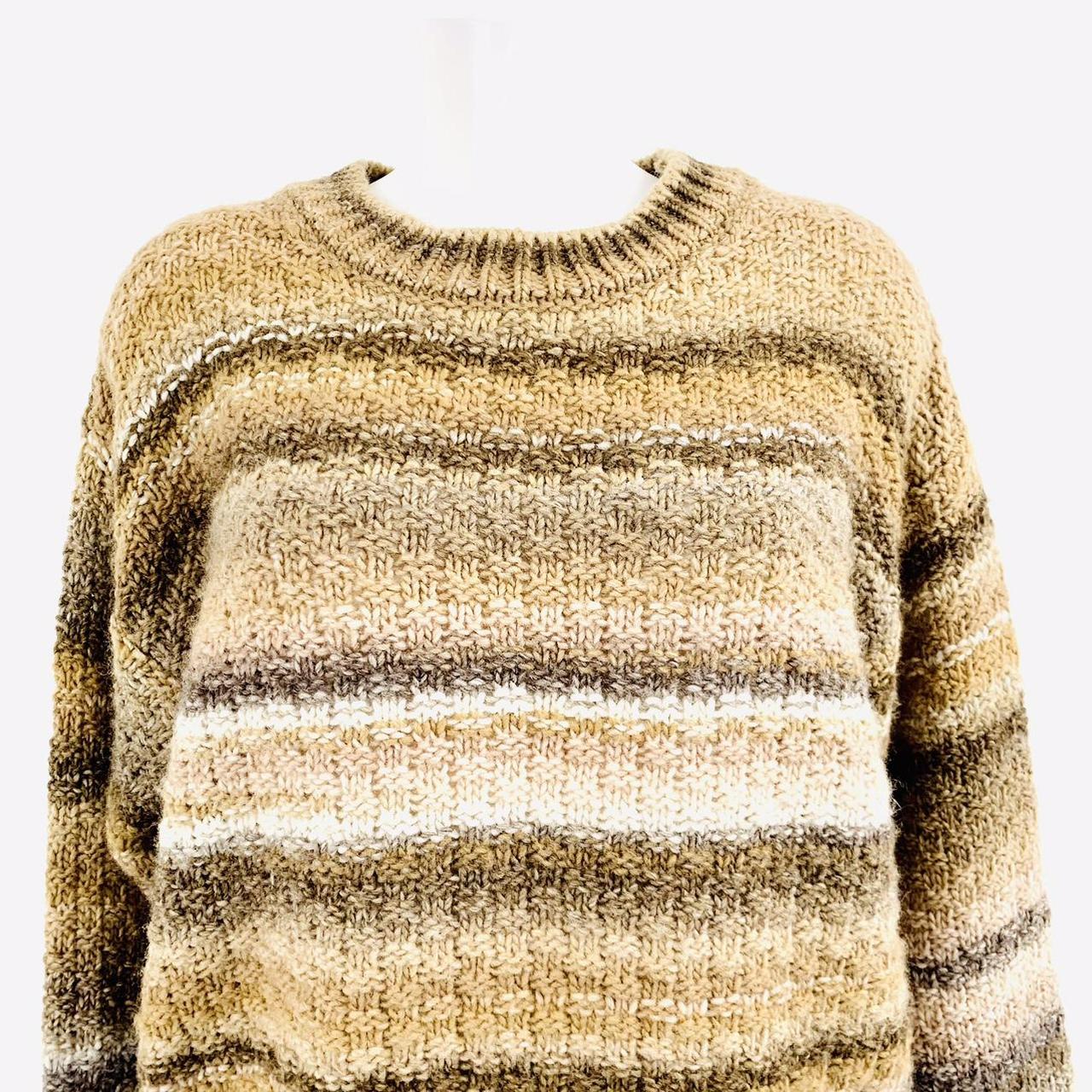 Ganni Women's Cream and Brown Jumper | Depop