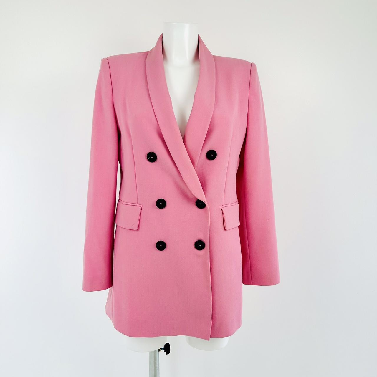 Pink Longline Blazer Jacket Size UK 12 Zara Woman