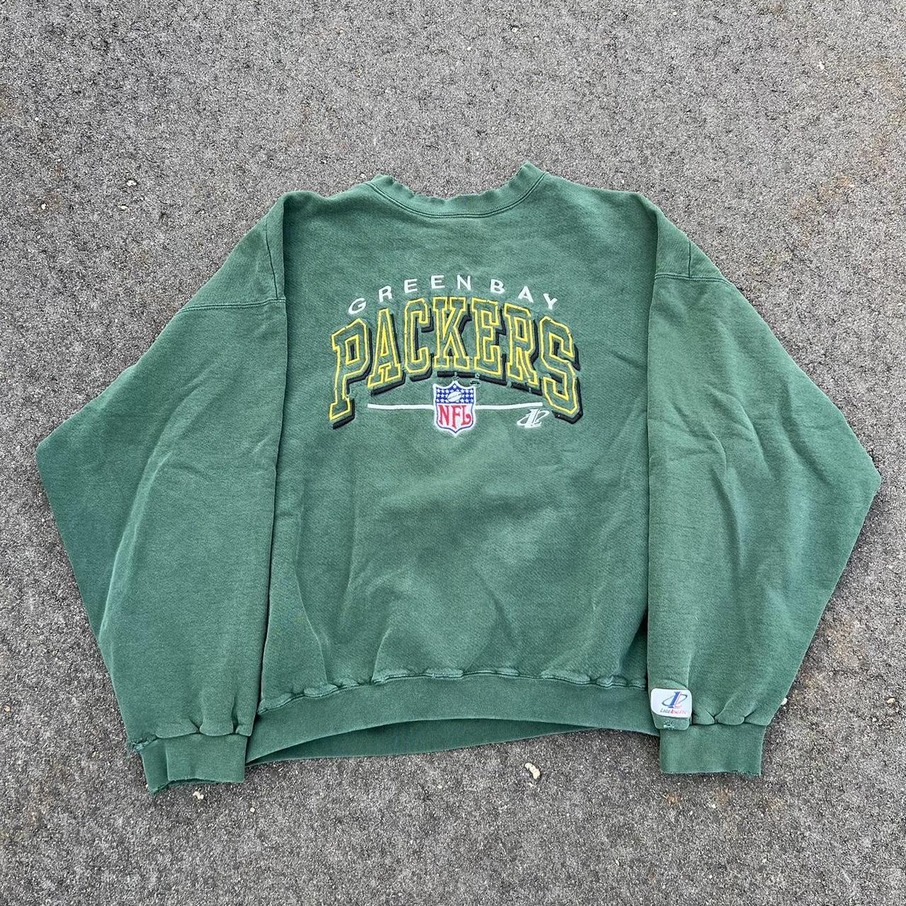 American Vintage Men's Green and Yellow Sweatshirt | Depop