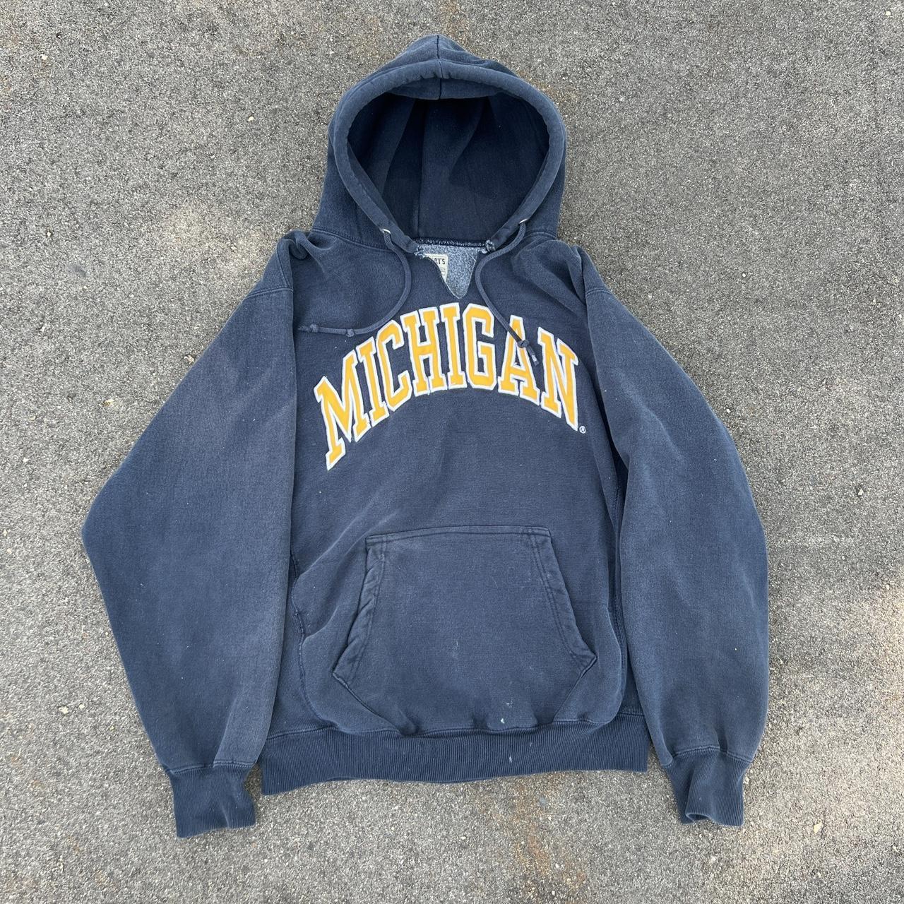 Vintage Black Michigan Hoodie Size: Medium In... - Depop