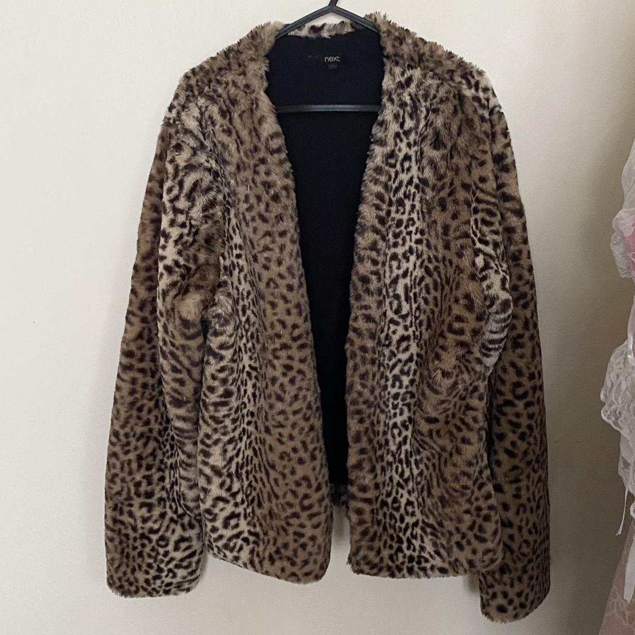 Fur coat leopard design (Fake fur) Can fit size... - Depop