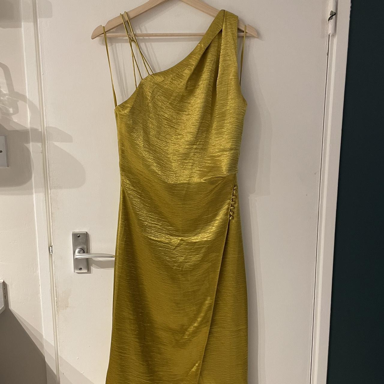 Reiss yellow/ Gold metallic cocktail dress,