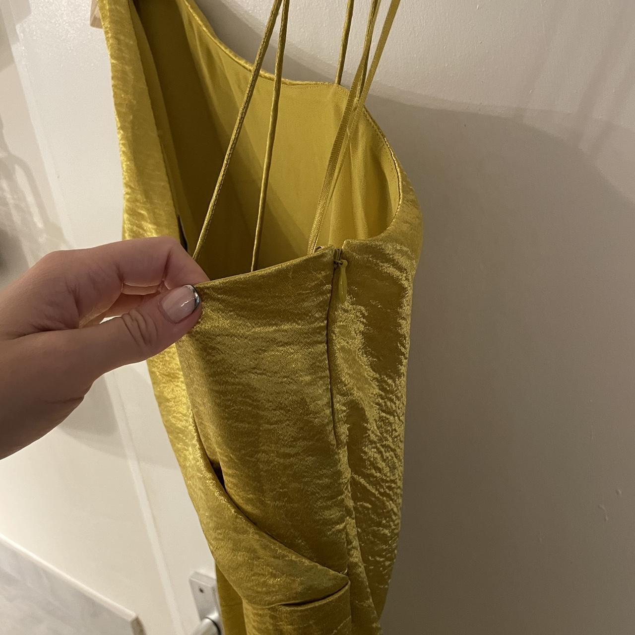 Reiss yellow/ Gold metallic cocktail dress Depop - Main Image