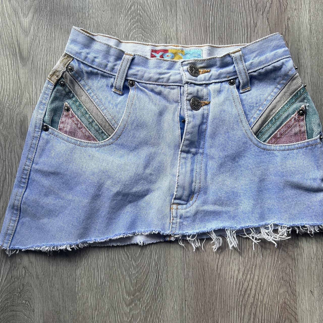 tiny yoyo aline skirt🎨 lightwash denim super short... Depop