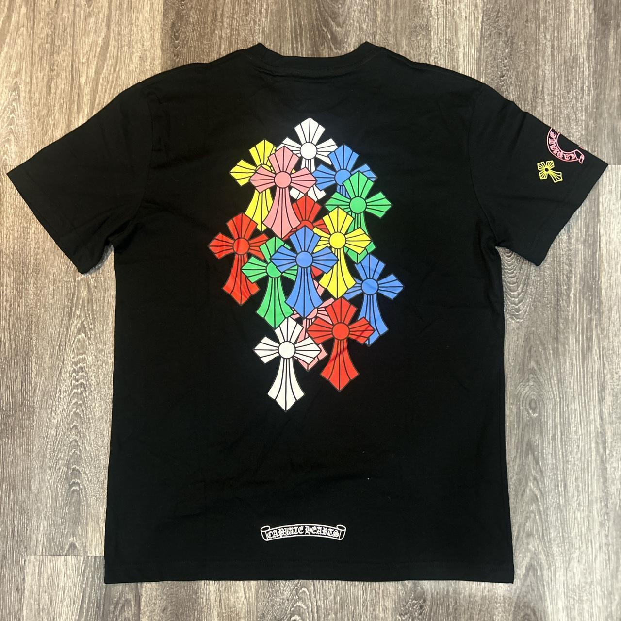 Medium chrome hearts Multi color cross tee warn | Depop Medium chrome hearts Multi color cross tee warn | Depop