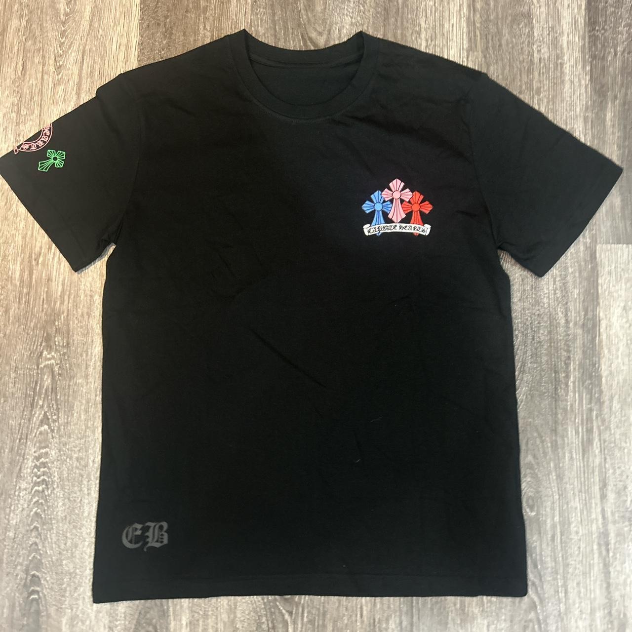 Medium chrome hearts Multi color cross tee warn | Depop Medium chrome hearts Multi color cross tee warn | Depop