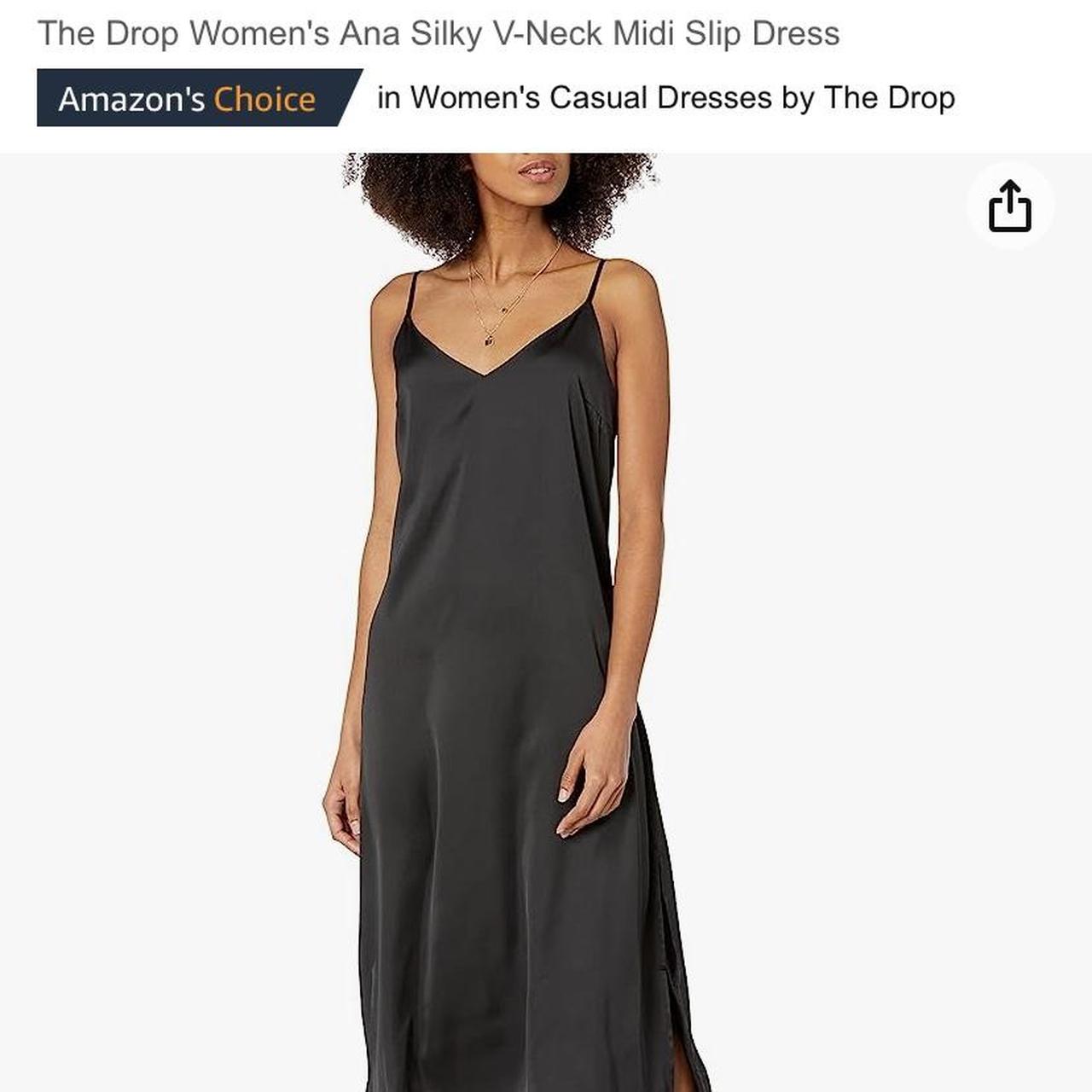  The Drop Women's Ana Silky V-Neck Midi Slip Dress