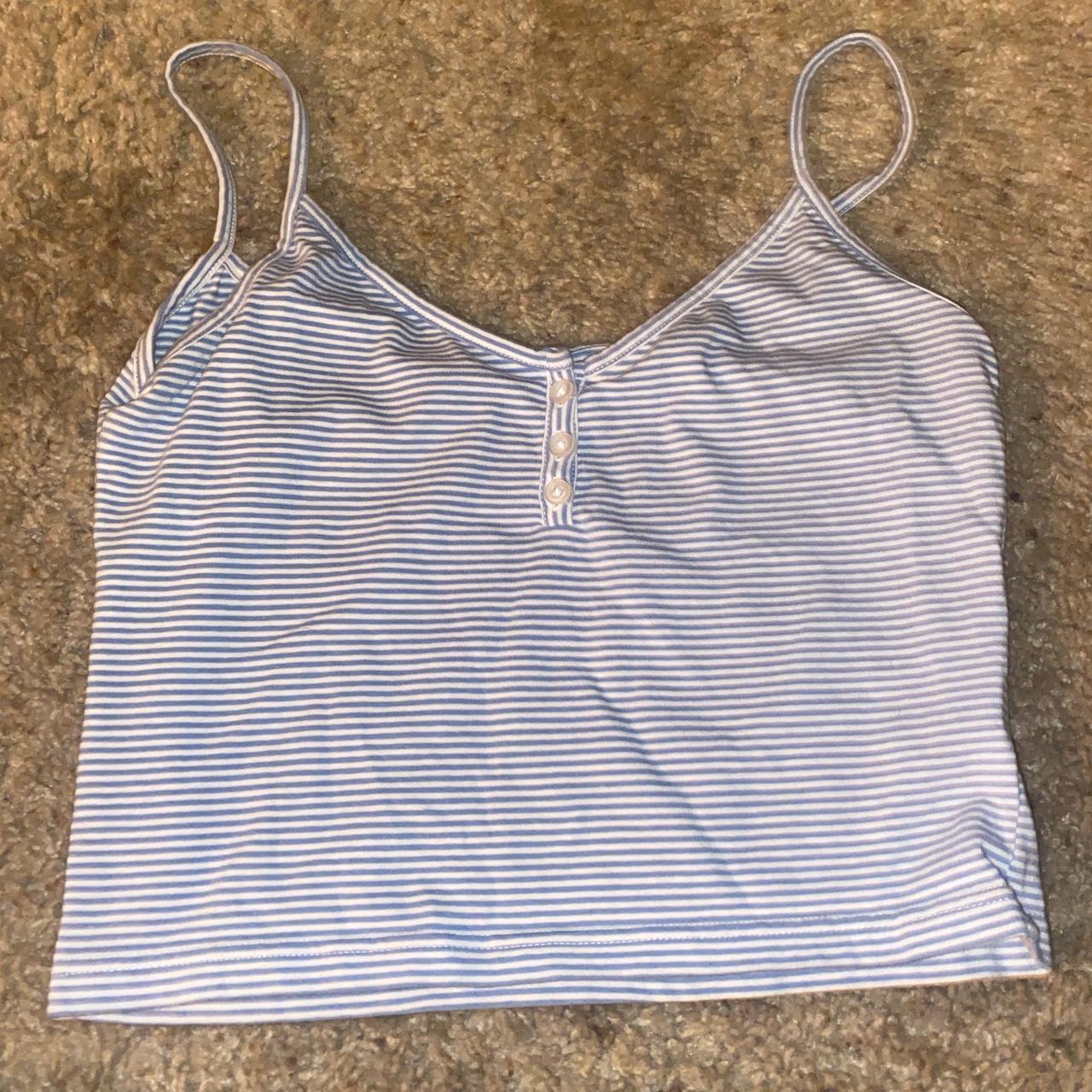 Brandy Melville Women's White and Blue Vests-tanks-camis | Depop