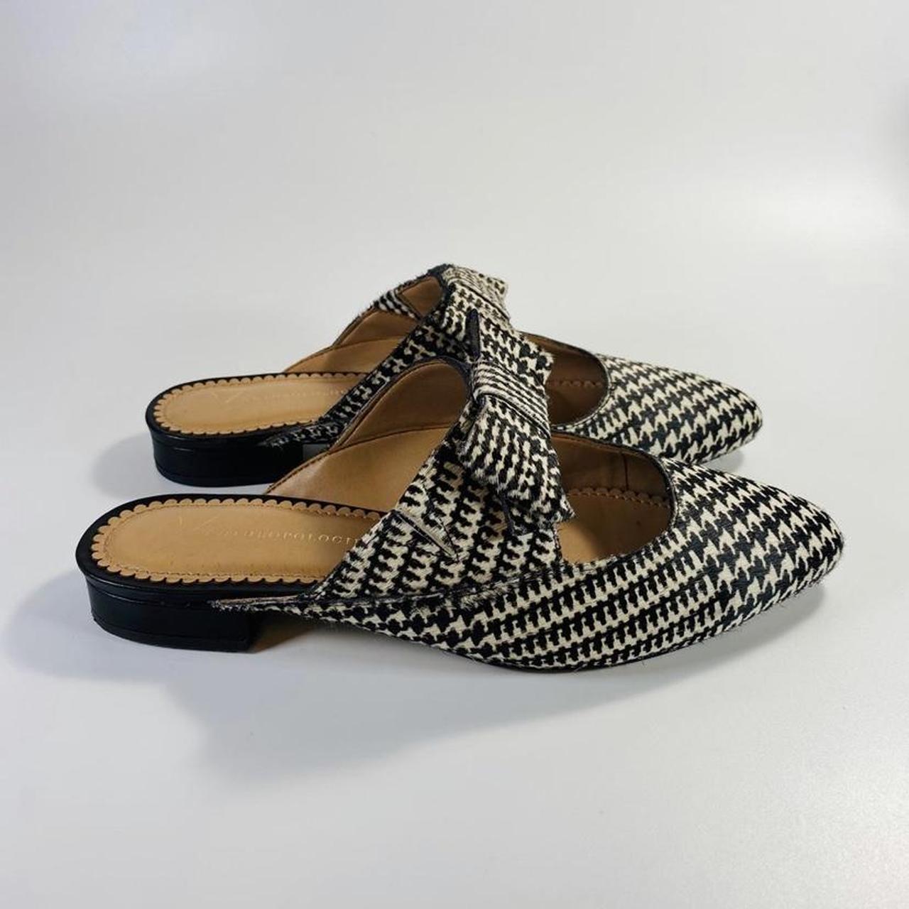 Anthropologie Women's Black and White Mules | Depop