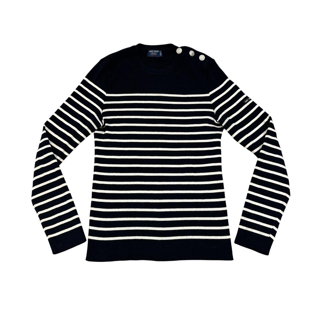 Preloved Women's Sweater Navy/White S – Saint James Breton