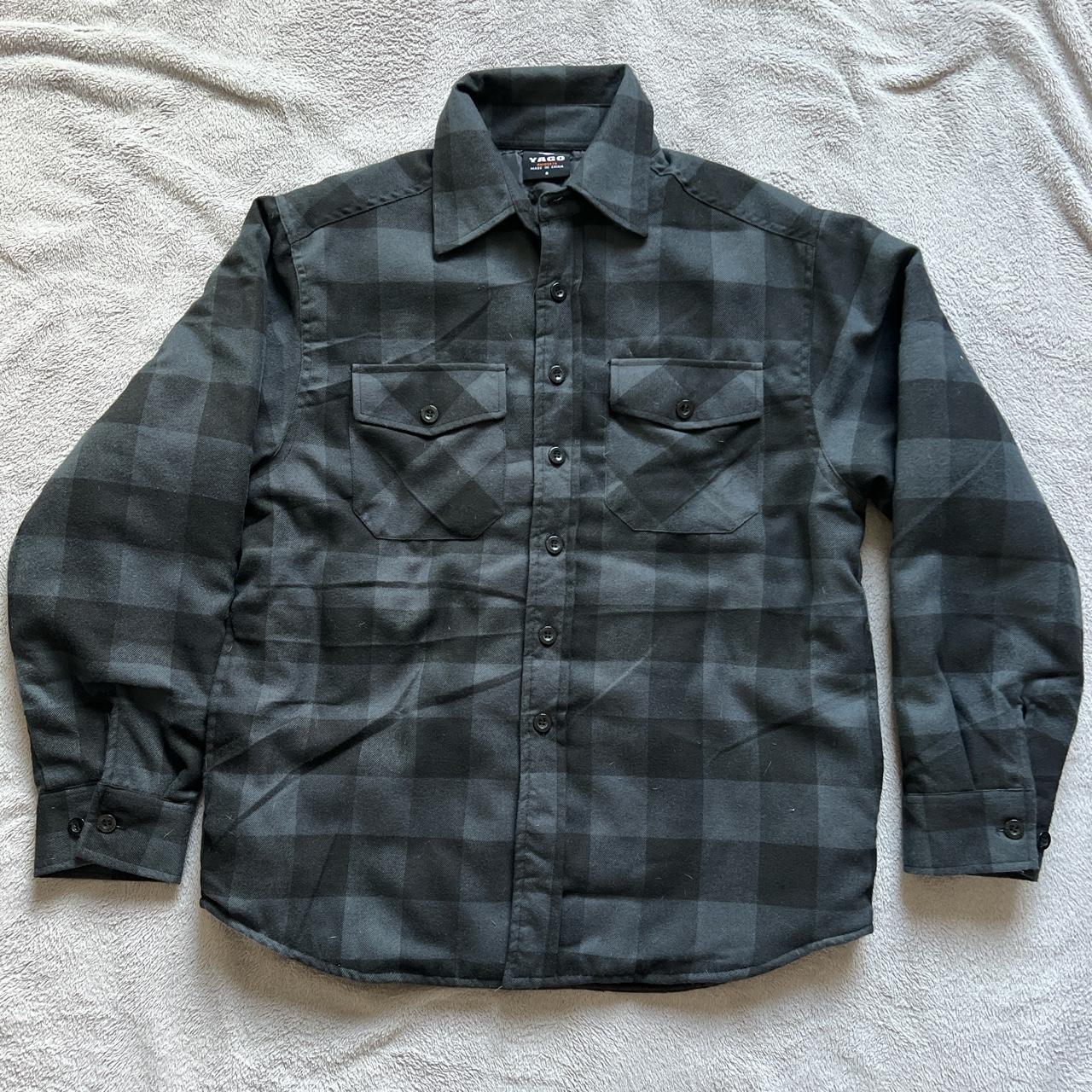 YAGO black and grey flannel jacket Brand new never... - Depop