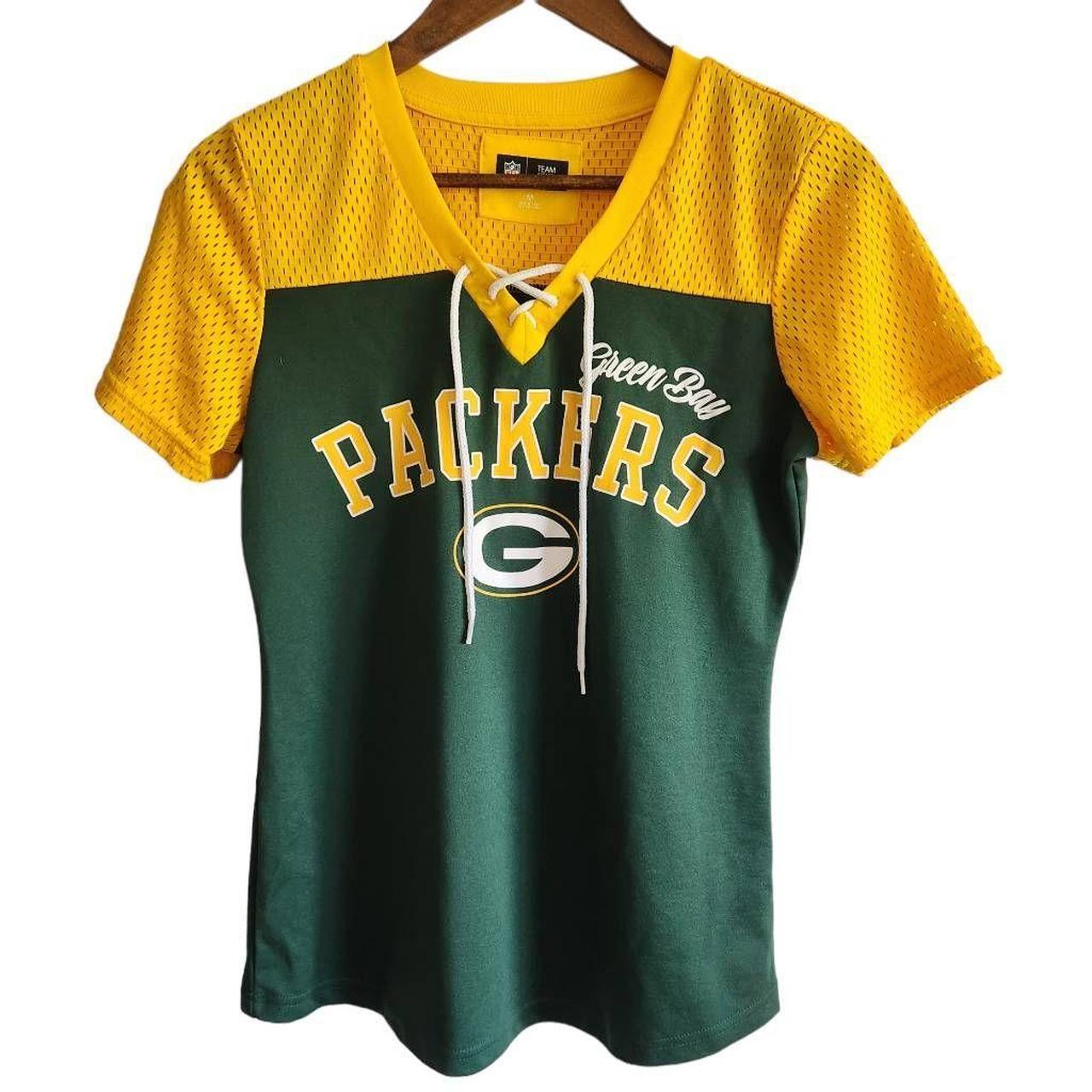 Green Bay Packers Women's V-Neck T-Shirt Casual Short Sleeve Tops Summer  Blouse