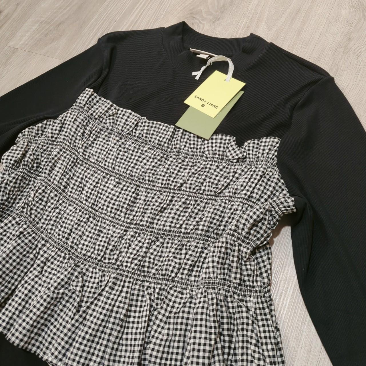 Target x Sandy Liang Smocked Gingham Long Sleeve... - Depop