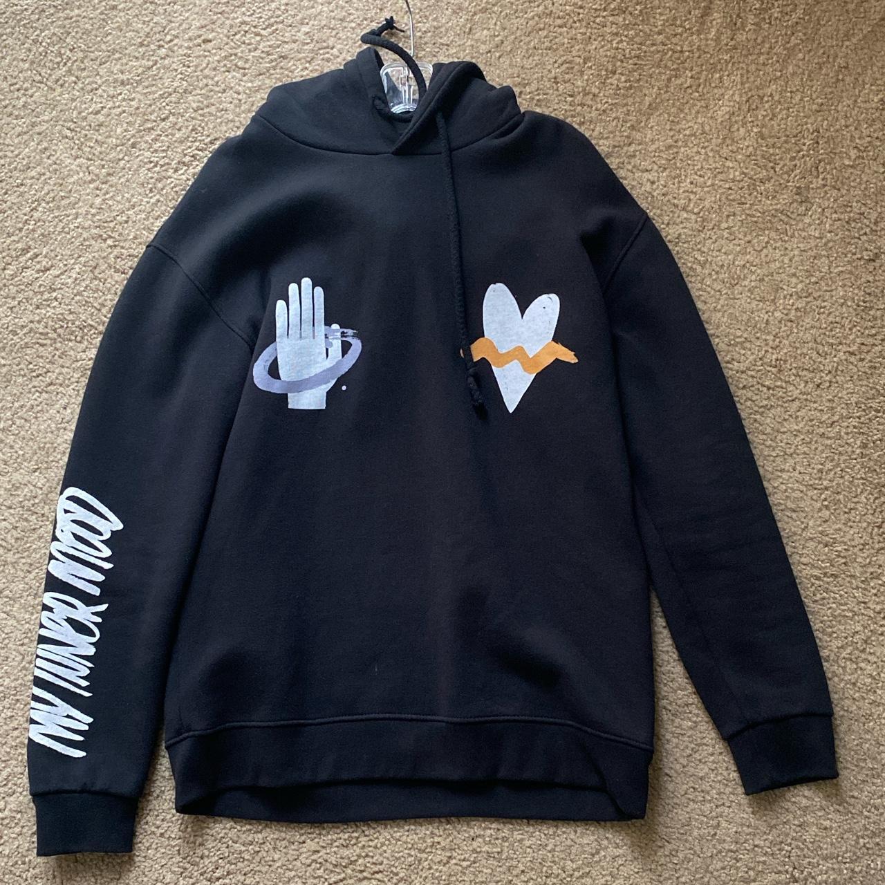 Zara black hoodie with some symbols and stuff. Great... Depop