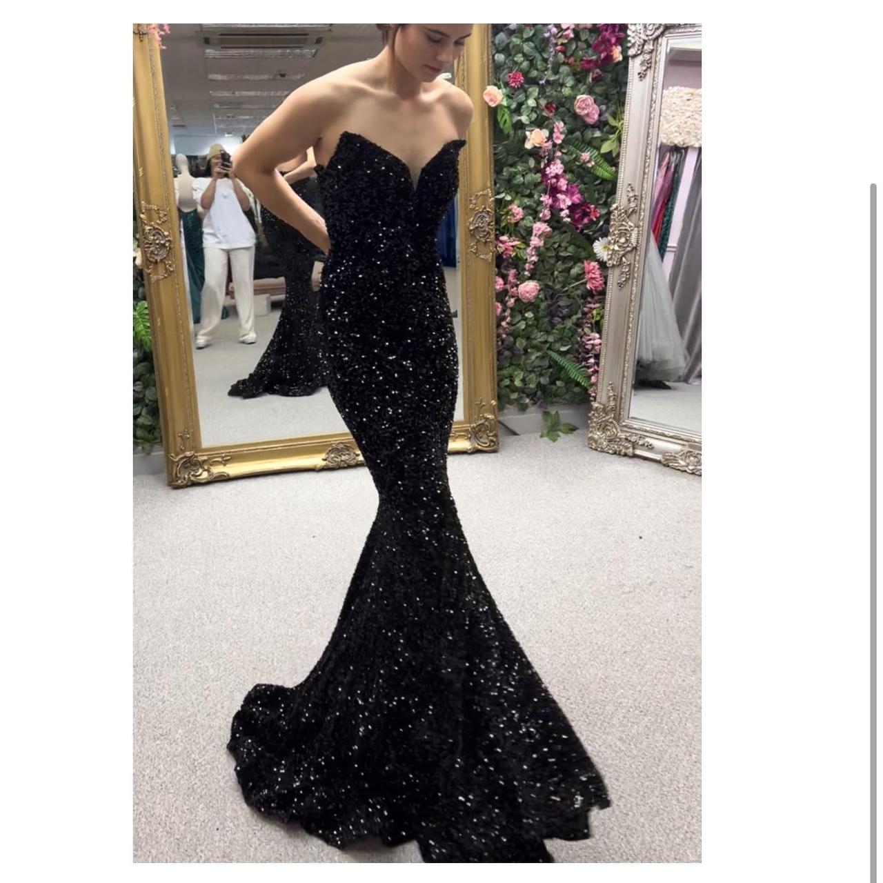 Beautiful black sequin prom dress, worn once for my... - Depop