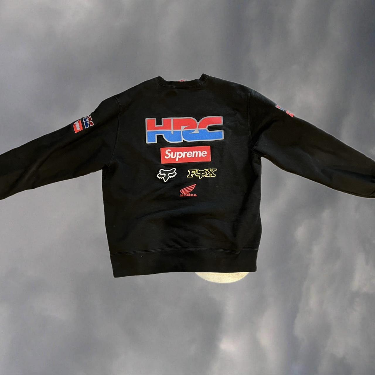 L Patched Supreme Honda Fox Racing Crewneck:BLACK in...