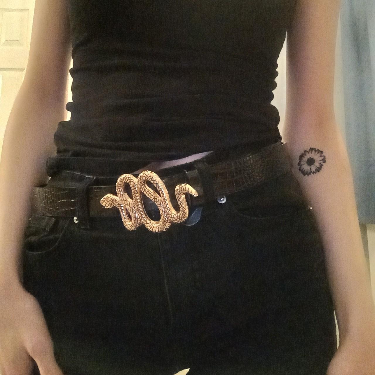 Primark black and gold snakeskin belt. Has a large... Depop