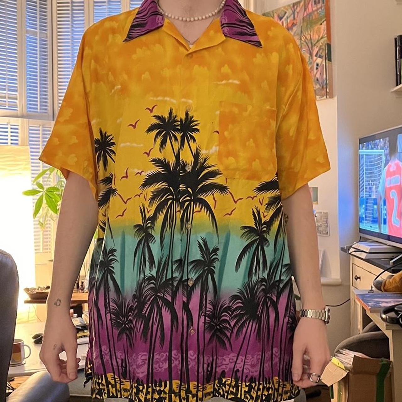 Men's Yellow and Purple Shirt | Depop