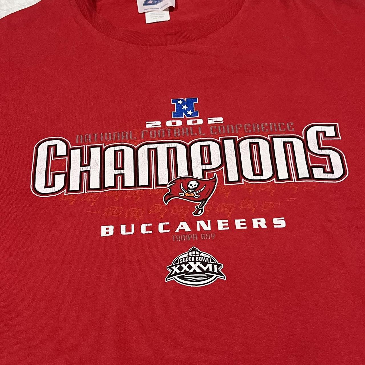 Vintage Tampa Bay Buccaneers 2002 NFL NFC Champs Red - Depop