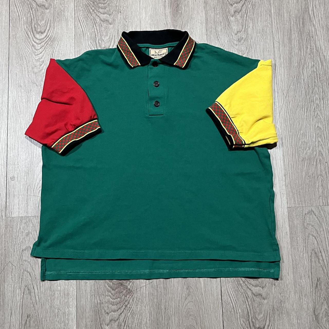 Vintage Rasta Style Polo T-Shirt Vintage Micheals... - Depop