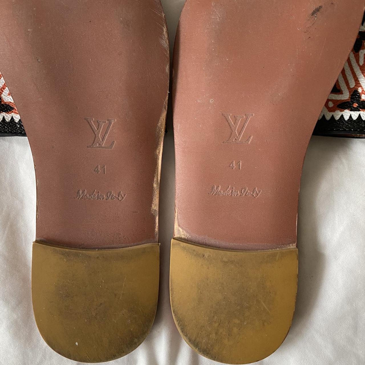 Louis Vuitton camel color sandals in size 7. Chunky - Depop